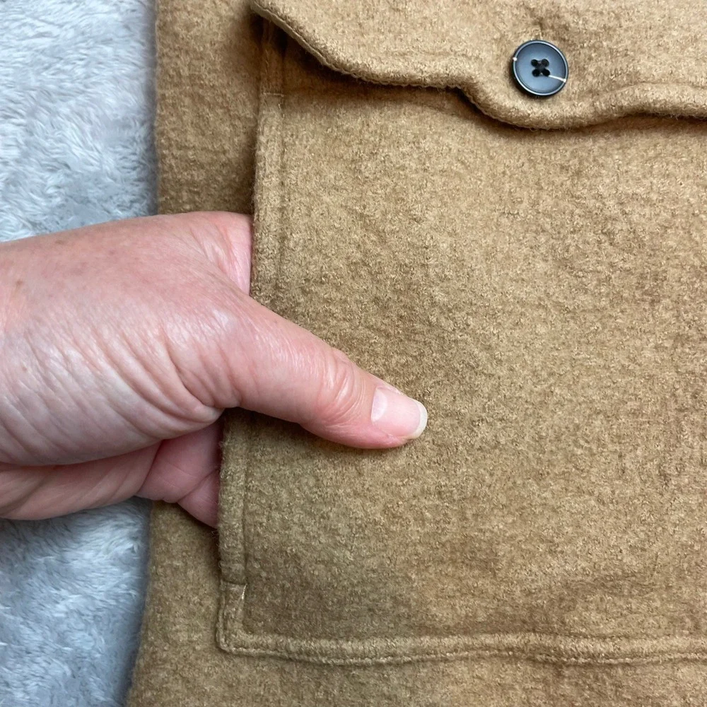 Madewell Mens Boiled Merino Wool Jacket Sz S Brown Utility Full Zip Shacket